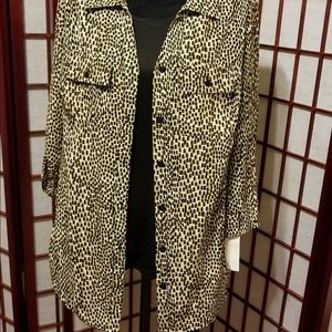 Leopard print/black shell blouse-A103